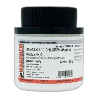 Chlorek Manganu (Ii) 4Hydrat - Czysty - 50G — CAS 13446-34-9 — Cl2H8MnO4 — odczynnik chemiczny