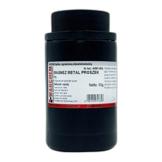 Proszyk Magnezu Metalicznego 50 G – Wysoka Czystoś — CAS 7439-95-4 — Mg — odczynnik chemiczny