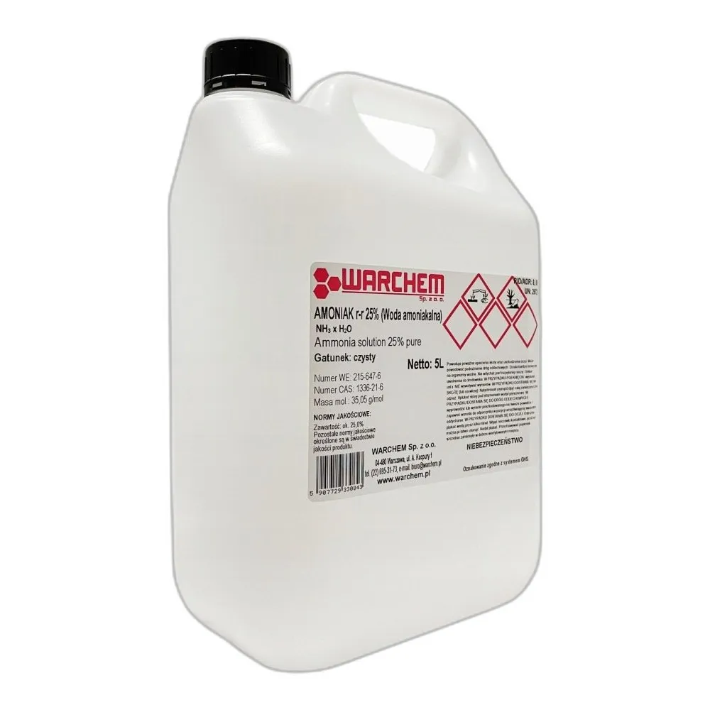 Wodny Roztwór Amoniaku — CAS 1336-21-6 — H5NO — odczynnik chemiczny