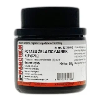 Żelazicyjanek Potasu - Czysty - 50G — CAS 13943-58-3 — C6FeK4N6 — odczynnik chemiczny