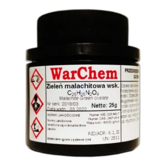Zieleń Malachitowa - 25G Warchem [60954] — CAS 569-64-2 — C23H25ClN2 — odczynnik chemiczny